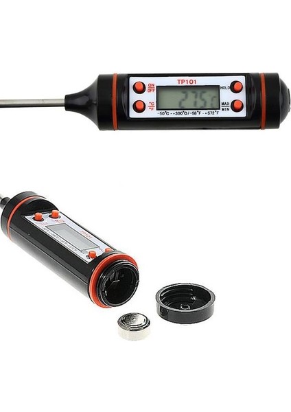 Gıda Termometresi 24 cm Uzun Problu Dijital Termometre Kalem Tip Mutfak Yemek Sıcaklık Ölçme Cihazı Süt Mama Çorba Termometresi fırsatları