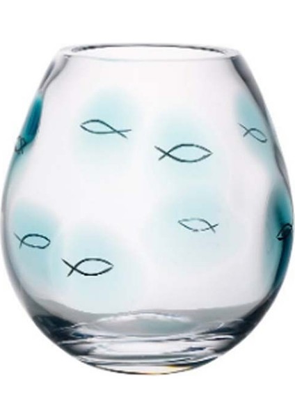 Cam Vazo Yeşil Turkuaz El Yapımı