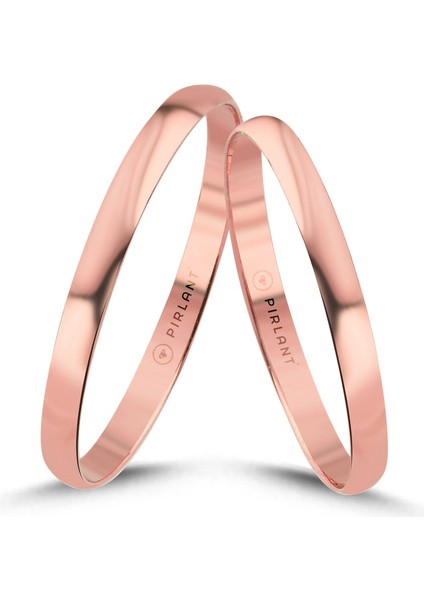 Pembe Altın Çift Alyans 2mm