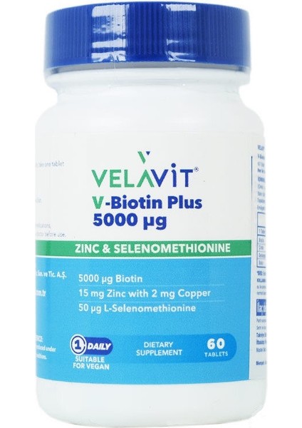 V-Biotin Plus 5000MCG Takviye Edici Gıda 60 Tablet