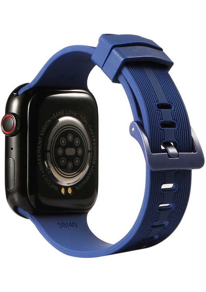 Apple Watch 7 45MM - Kordon Silikon Kordon Krd-23 - Lacivert