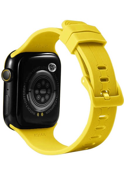 Apple Watch 7 45MM - Kordon Silikon Kordon Krd-23 - Sarı