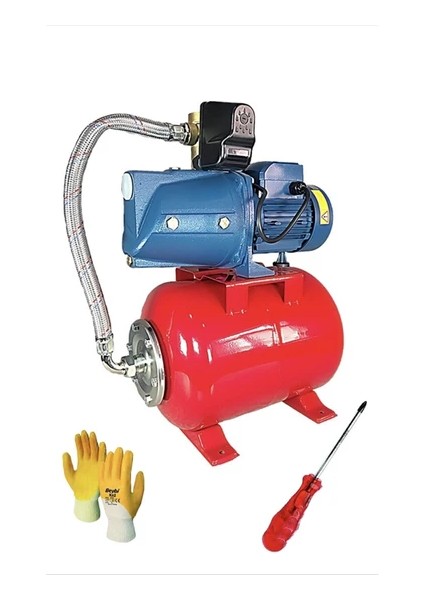 Jet Bakır Sargılı 2 Hp 10 Kat 20 Daire 50 Litre Yatay Tanklı Hidrofor Ev Tipi Otomatik Hidroforr