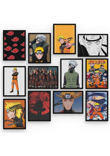 Naruto Uzumaki 12 Parça Mdf (Ahşap) Tablo Ofis Boyu 30 x 30 cm cm