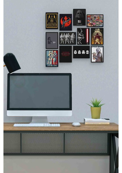 Star Wars 12 Parça Mdf (Ahşap) Tablo Ofis Boyu 30 x 30 cm cm
