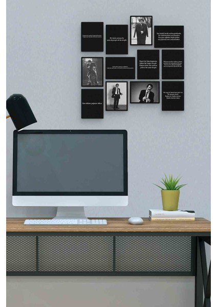 Müslüm Gürses 12 Parça Mdf (Ahşap) Tablo Ofis Boyu 30 x 30 cm cm