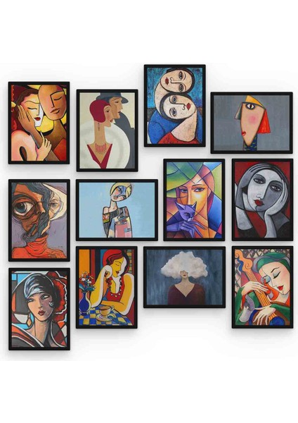 Ekspresyonizm 12 Parça Mdf (Ahşap) Tablo Ofis Boyu 30 x 30 cm cm fiyatları