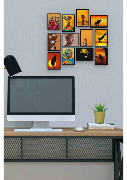 Afrika 12 Parça Mdf (Ahşap) Tablo Ofis Boyu 30 x 30 cm cm