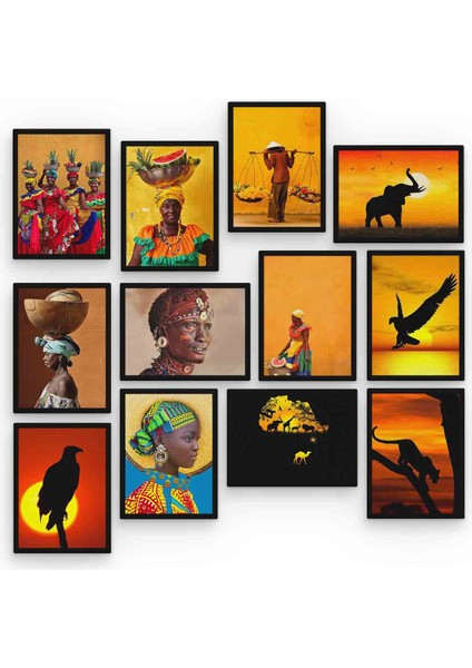 Afrika 12 Parça Mdf (Ahşap) Tablo Ofis Boyu 30 x 30 cm cm