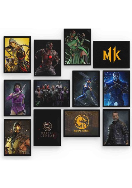 Mortal Kombat 12 Parça Mdf (Ahşap) Tablo Ofis Boyu 30 x 30 cm cm