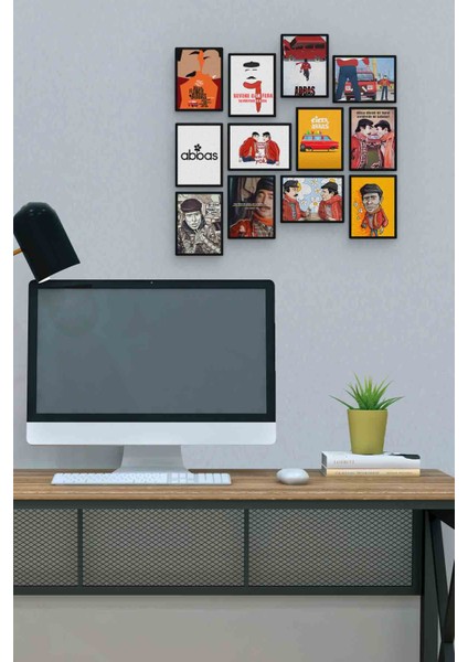 Çiçek Abbas 12 Parça Mdf (Ahşap) Tablo Ofis Boyu 30 x 30 cm cm