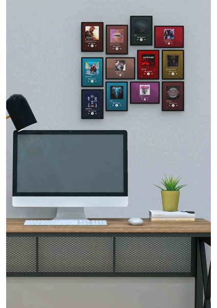 Alman Rap Spotify 12 Parça Mdf (Ahşap) Tablo Ofis Boyu 30 x 30 cm cm