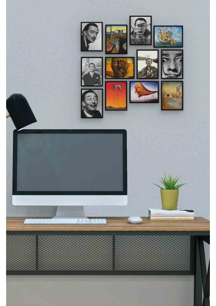 Salvador Dali 12 Parça Mdf (Ahşap) Tablo Ofis Boyu 30 x 30 cm cm