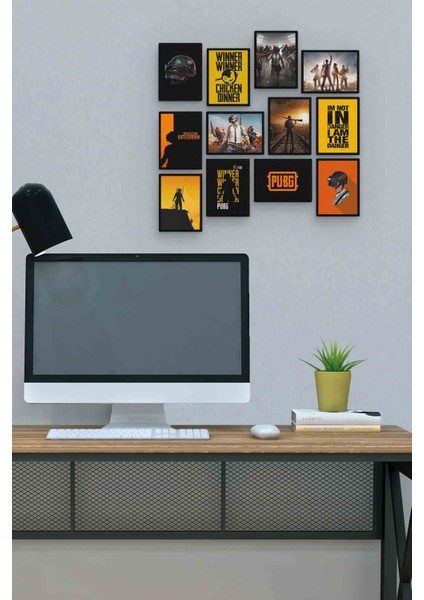 Pubg 12 Parça Mdf (Ahşap) Tablo Ofis Boyu 30 x 30 cm cm