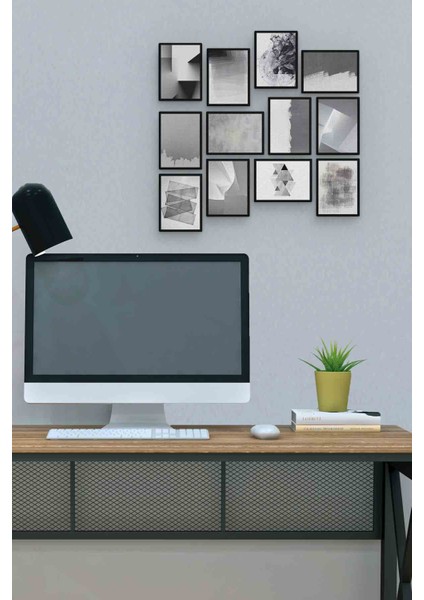 Gri 12 Parça Mdf (Ahşap) Tablo Ofis Boyu 30 x 30 cm cm