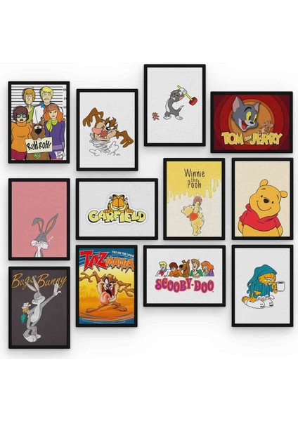 Çizgi Film 12 Parça Mdf (Ahşap) Tablo Ofis Boyu 30 x 30 cm cm fiyatları