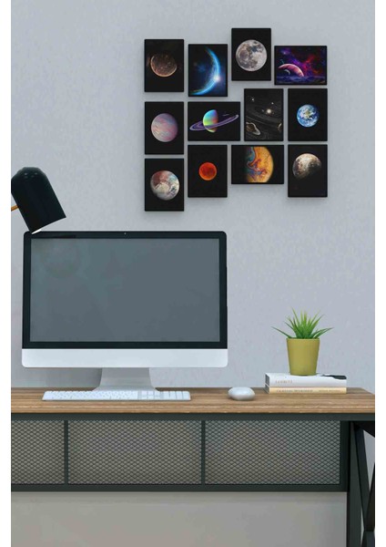 Planet 12 Parça Mdf (Ahşap) Tablo Ofis Boyu 30 x 30 cm cm