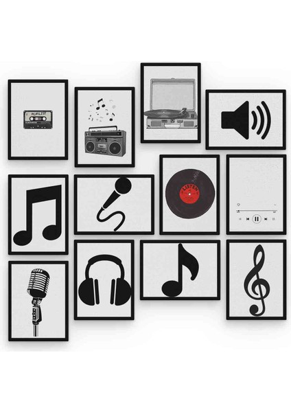 Müzik 12 Parça Mdf (Ahşap) Tablo Ofis Boyu 30 x 30 cm cm fiyatları