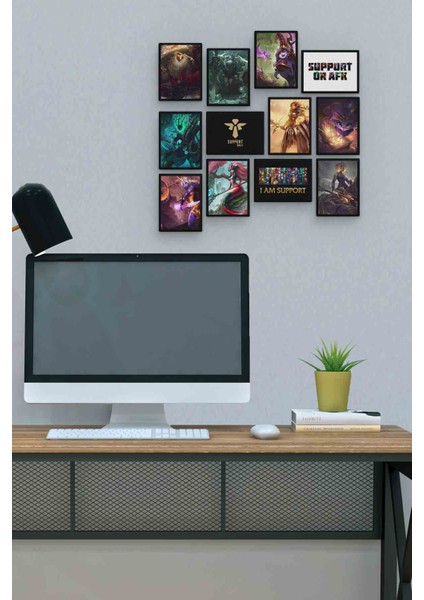 Lol Support 12 Parça Mdf (Ahşap) Tablo Ofis Boyu 30 x 30 cm cm
