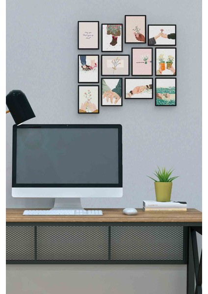 Papatya 12 Parça Mdf (Ahşap) Tablo Ofis Boyu 30 x 30 cm cm