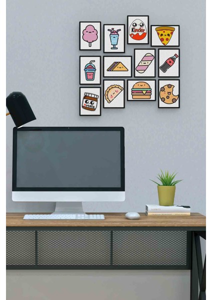 Fast Food 12 Parça Mdf (Ahşap) Tablo Ofis Boyu 30 x 30 cm cm