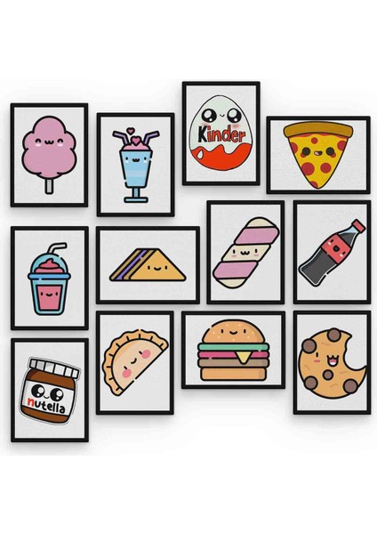 Fast Food 12 Parça Mdf (Ahşap) Tablo Ofis Boyu 30 x 30 cm cm