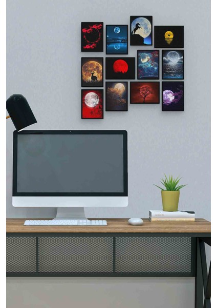 Gece 12 Parça Mdf (Ahşap) Tablo Ofis Boyu 30 x 30 cm cm