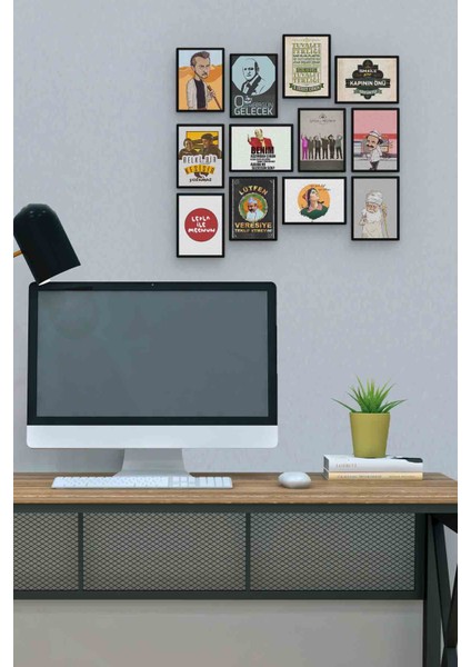 Leyla ile Mecnun 12 Parça Mdf (Ahşap) Tablo Ofis Boyu 30 x 30 cm cm