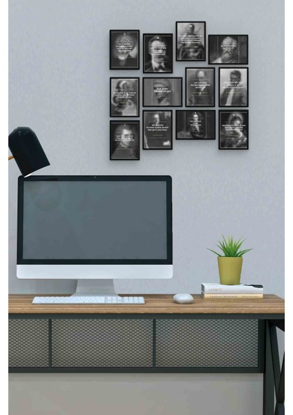 Sözler 12 Parça Mdf (Ahşap) Tablo Ofis Boyu 30 x 30 cm cm