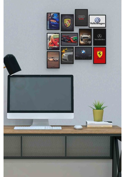 Arabalar 12 Parça Mdf (Ahşap) Tablo Ofis Boyu 30 x 30 cm cm