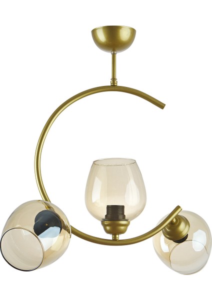 Mosso Özel Tasarım Spor Modern Dekoratif Salon Gold Eskitme Renk Bal 110 Camlı 3 Lü Avize