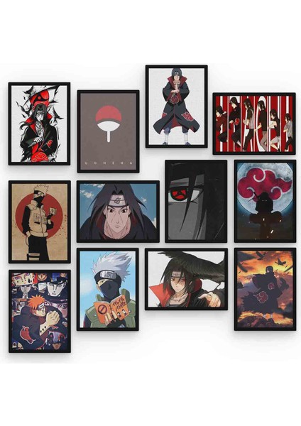 Itachi Uchiha 12 Parça Mdf (Ahşap) Tablo Ofis Boyu 30 x 30 cm cm