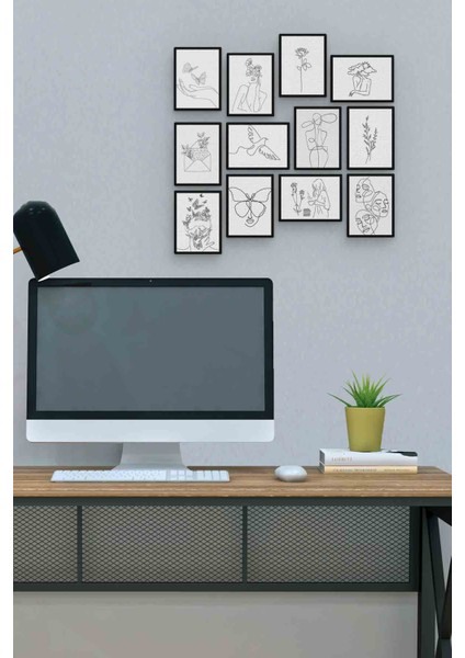Minimal Tasarım 12 Parça Mdf (Ahşap) Tablo Ofis Boyu 30 x 30 cm cm
