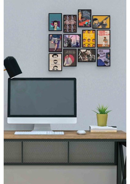 Karışık Arabesk 12 Parça Mdf (Ahşap) Tablo Ofis Boyu 30 x 30 cm cm
