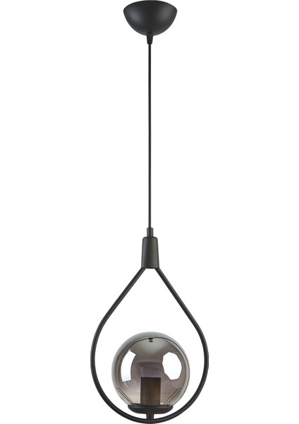 Deco Özel Tasarım Spor Modern Dekoratif Salon Siyah Renk Füme Camlı Tekli Avize