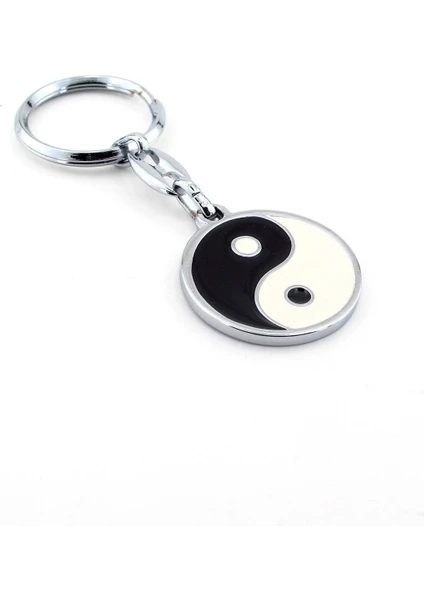 Unisex Ying Yang Siyah Beyaz Metal Anahtarlik