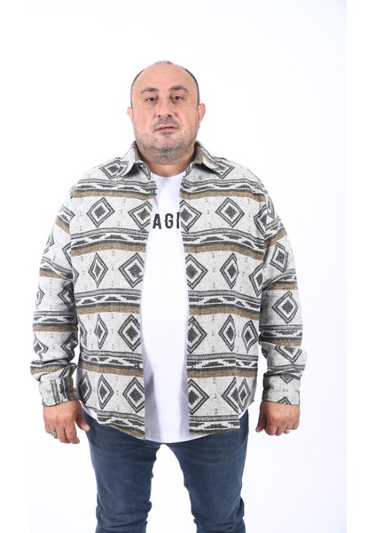 Mocgrande Büyük Beden Oduncu Gömlek Gray Wolves 22213-YESIL