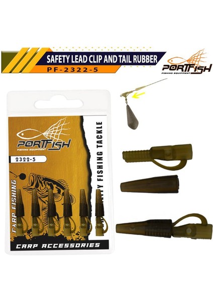 2322-5 Safety Lead Clip And Tail Rubber 6 Adet Sazan Ağırlık Taşıma Aparatı fiyatları
