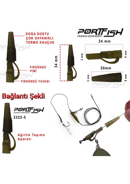 2322-5 Safety Lead Clip And Tail Rubber 6 Adet Sazan Ağırlık Taşıma Aparatı modelleri