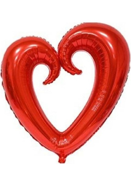 Kırmızı Kalp Folyo Balon Ortası Boş 40 Inç 100 cm