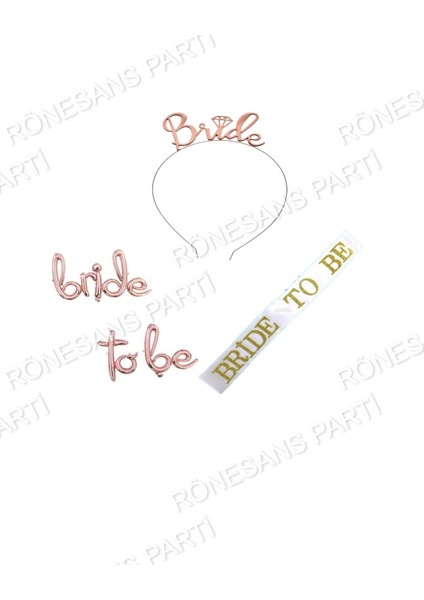 Bride To Be Folyo Balon Taç ve Beyaz Kuşak Seti