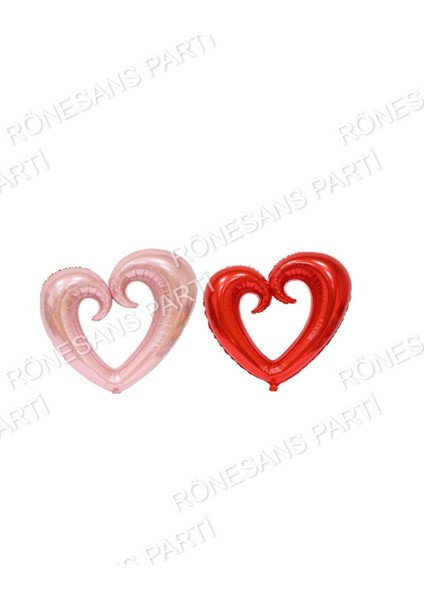Rose Gold-Kırmızı Ortası Boş Kalp Folyo Balon 100 cm 2 Adet