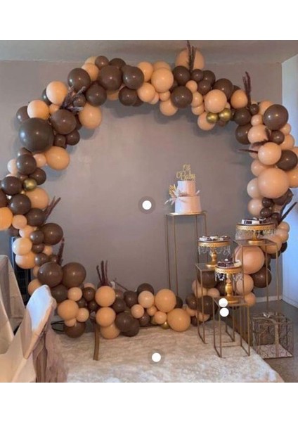Pastel Ten ve Çikolata Kahve Balon ve Balon Zinciri 100 Adet