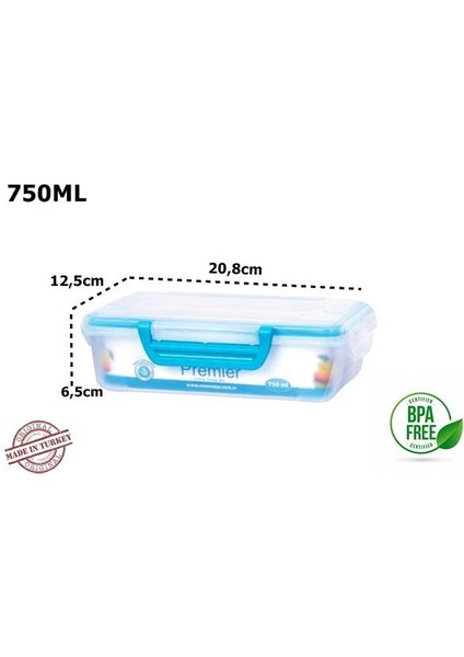 4 Tarafı Kilitli Contalı Hava Geçirmez Saklama Kabı 750ML-PM-205