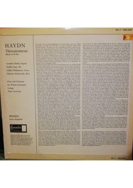 Haydn*, Annelies Hückl, Nedda Casei, Adolfo Dallapozza*, Nikolaus Simkowsky, Chor* Und Orchester Der Wiener Staatsoper Leitung Hans Swarowsky fiyatları