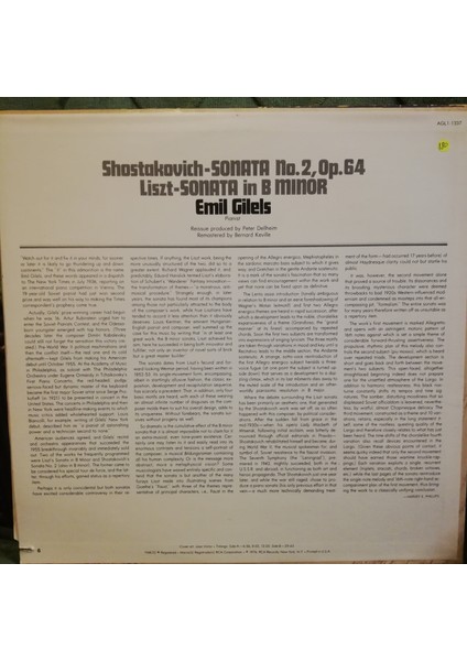 Emil Gilels, Dmitri Shostakovich, Franz Liszt – Sonata No. 2; Sonata In B Minor 1976