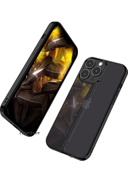 Iphone 14 Pro Uyumlu Kılıf Kamera Çıkıntılı Koruma Kenar Parlak Gold Lazer Kesim Silikon Kapak
