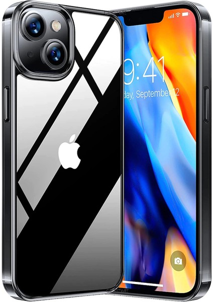 Iphone 14 Uyumlu Kılıf Kamera Çıkıntılı Koruma Kenar Parlak Gold Lazer Kesim Silikon Pc Kapak