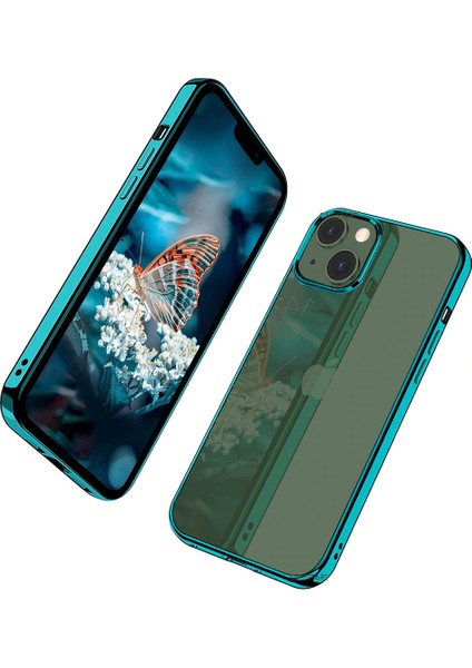 Iphone 14 Uyumlu Kılıf Kamera Çıkıntılı Koruma Kenar Parlak Gold Lazer Kesim Silikon Pc Kapak