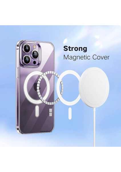 iPhone 14 Pro Max Kılıf Koruyucu Magsafe ile Uyumlu 6.7 Inç Crystal Clear Halkalı Şeffaf Kapak